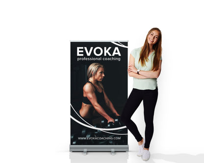 Premium Retractable Banners -33 inch W x 59 inch H - Silver Base